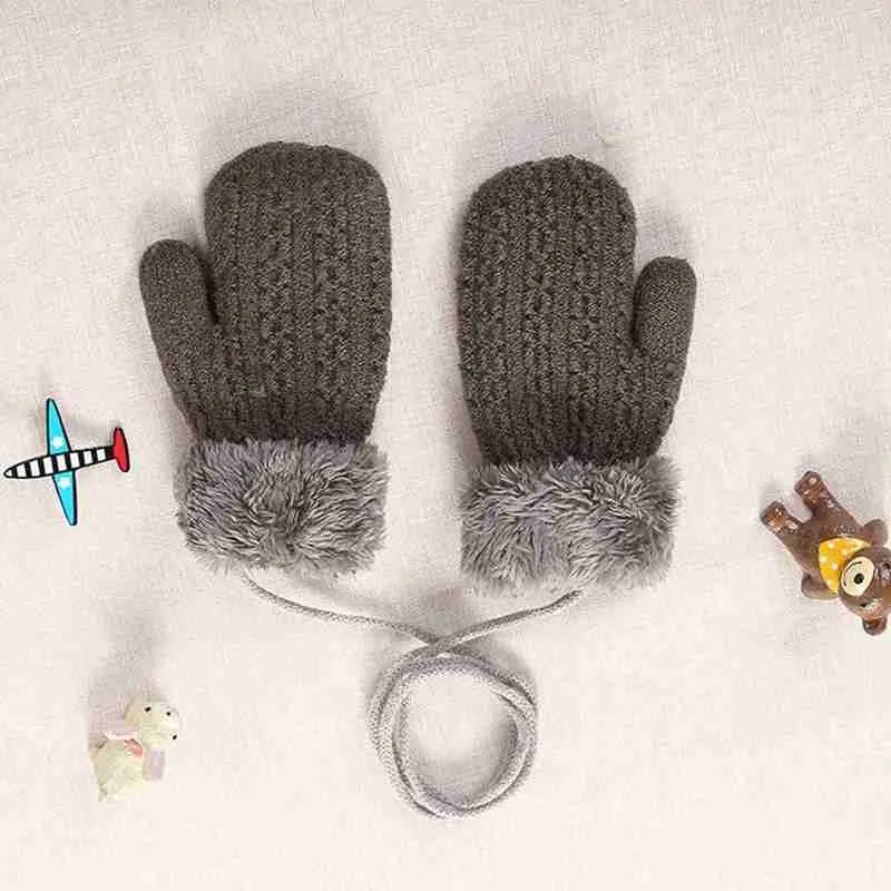 

Winter Boys Girls Knitted Gloves Warm Plush Thicken Rope Finger Full Toddler Kids Gloves Winter Mittens Gloves For Chi U9Q3
