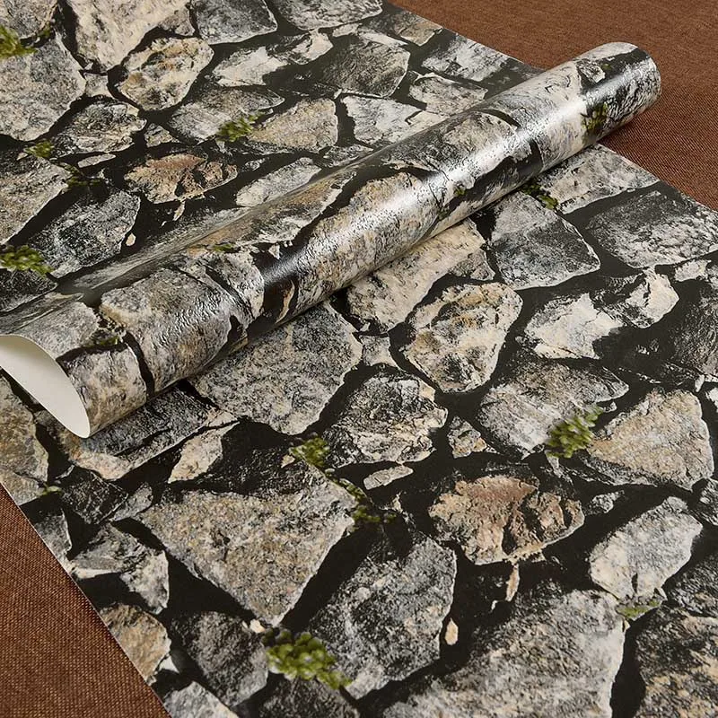 3d обои ретро трехмерный каменный узор ПВХ Парикмахерская ресторан отель