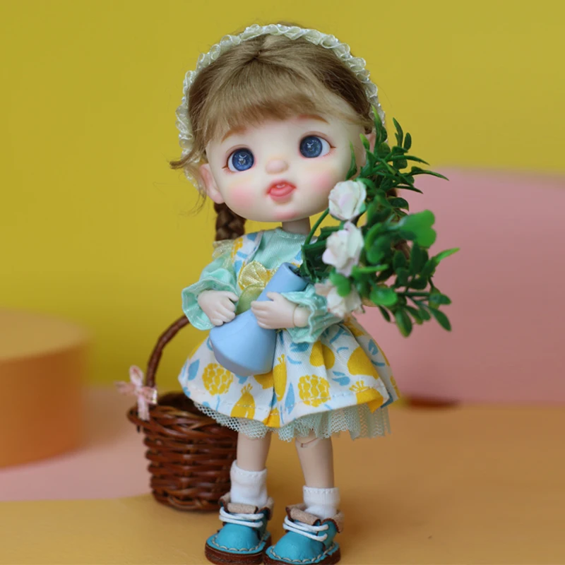 

Кукла с голубыми глазами OB11, 1/18, 1/12bjd, кукла для макияжа OB11, голова куклы + парик с двойным хвостом + тело bjd + обувь + одежда OB11, шарнирная кукла, ...