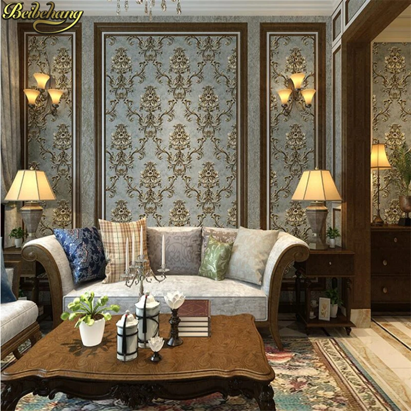 beibehang papel de parede 3d wallpaper for walls Europe Glitter Vintage Damask Wallpaper roll Covering non-woven wall papers |