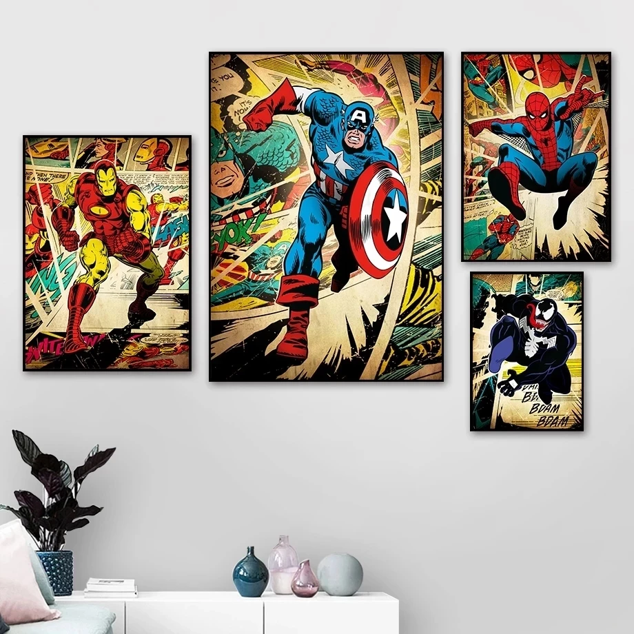

Marvel Movie Comics Superhero Captain America Canvas Posters Wall Art Decorative Pictures for Baby Kids Room Decor Canvas Gift