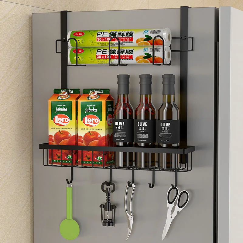 

Refrigerator Side Storage Rack Shelf Cupboard Organizer Kitchen Basket Cabinet Space Saving Refrigerator Hanging Storage Rack