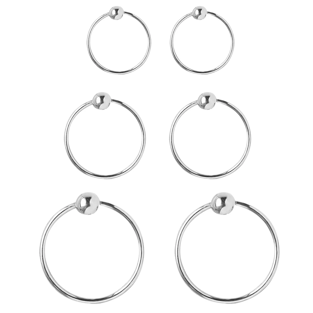 

3 Pairs Sterling Silver Earrings Fashion Simple Hoop Earrings Nose Ring Hoop