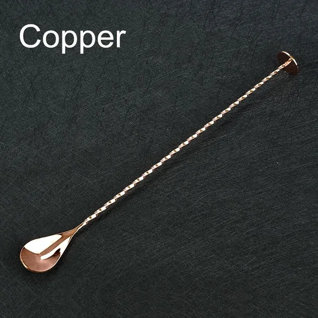 copper plated Коктейльная барная ложка из нержавеющей стали с резьбой, перемешивающая ложка, инструменты бармена, Коктейльная ложка, мешалка - Цвет: copper plated