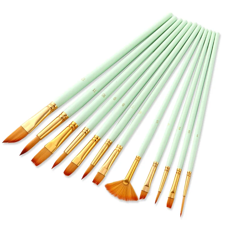 

12 watercolor brush nylon fan MAO suit suit watercolor painting supplies propylene oil paints gouache combination brush pen