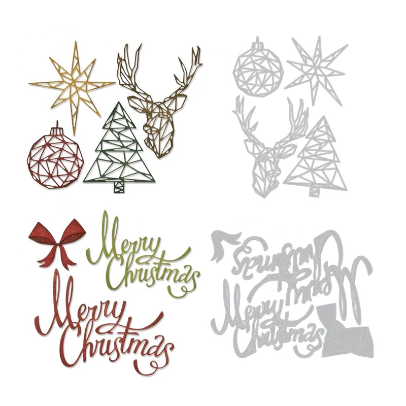 

New Christmas Cutting Dies Shape Star Elk Letter Ribbon for Card Making DIY Photo Album Scrapbooking Clear Stamps Die Cut