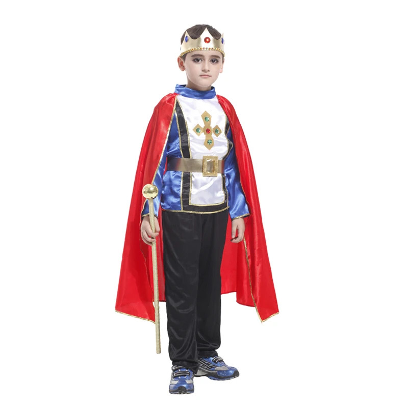 

Halloween King cloak crown Belt Prince King crown with shoes Cosplay Costume Birthday Party Gift Children Boys Christmas Cosplay