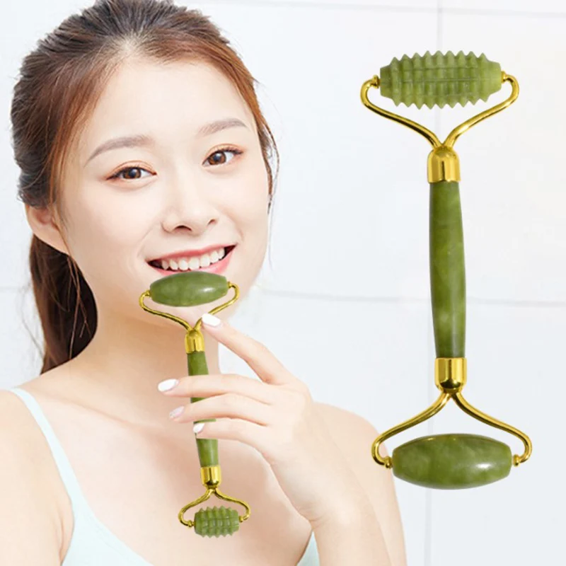 Massager for Face Jade Roller Set Guasha Green Facial Natural Gouache Scraper Body Back Beauty Skin Care Tool Slimming Massagers