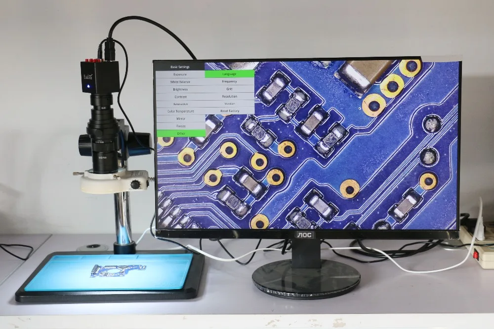 1080P 720P HDMI VGA Цифровой электронный видео микроскоп камера+ 100X C крепление объектива+ 56 светодиодный кольцевой светильник+ настольная подставка для ремонта печатных плат