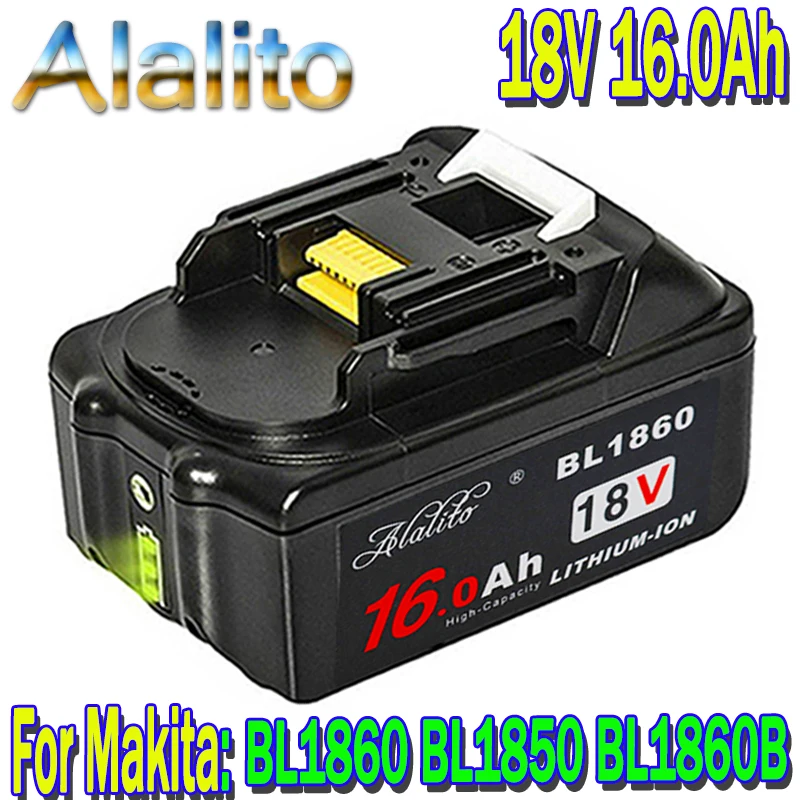 Аккумулятор alalalito BL1860 18 в 16000 мА/ч 16 0 а/ч для электроинструментов Makita светодиодный
