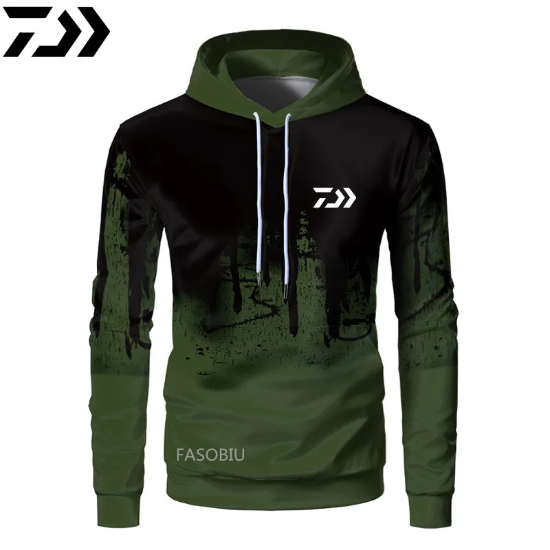 

Daiwa Fishing Clothing Winter Autumn Patchwork Hooded Sweatshirt Men Outdoor Sportswear Fishing Jacket Fishing Shirt Long Sleeve