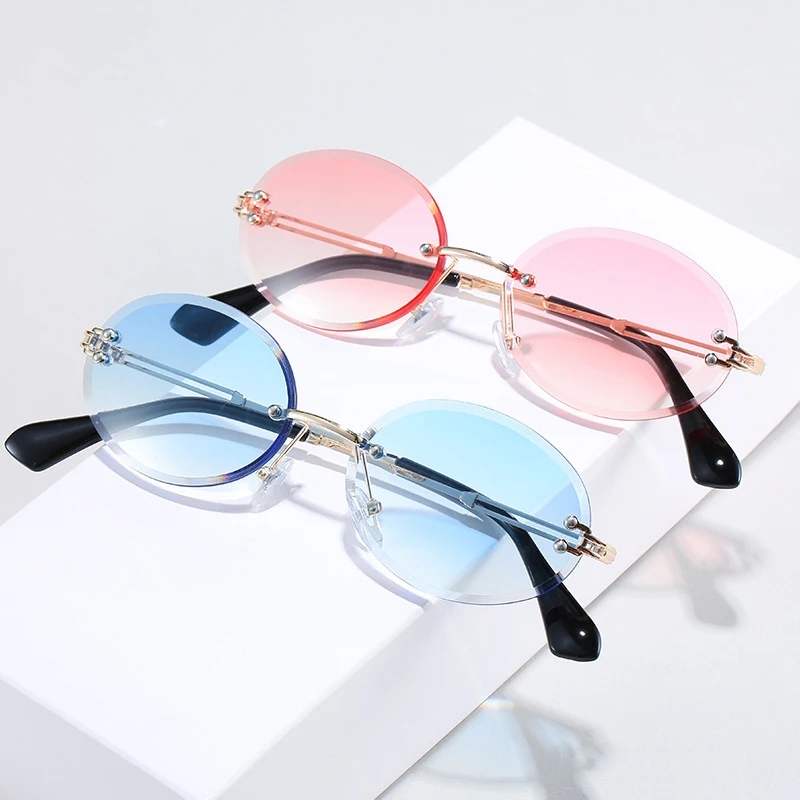 

Vintage Oval Sunglasses for Women Slender Metal Frame Candy Colors A7