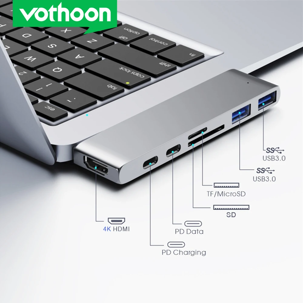 Vothoon USB C концентратор до нескольких USB3.0 HDMI usb хаб для MacBook Pro Air Mouse разветвитель 7
