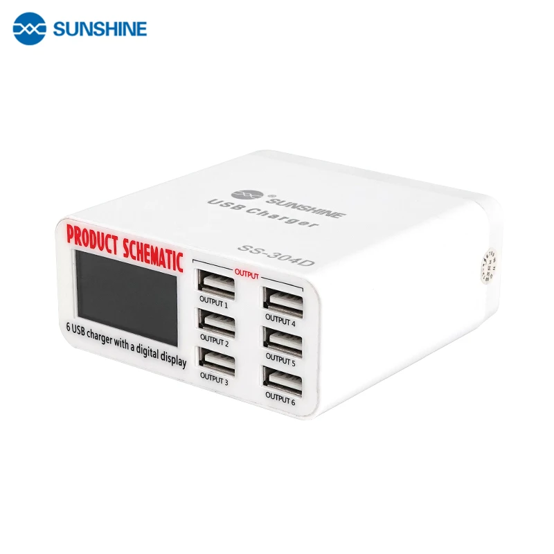 Умное зарядное устройство SUNSHINE с 6 USB-портами поддержка беспроводной зарядки