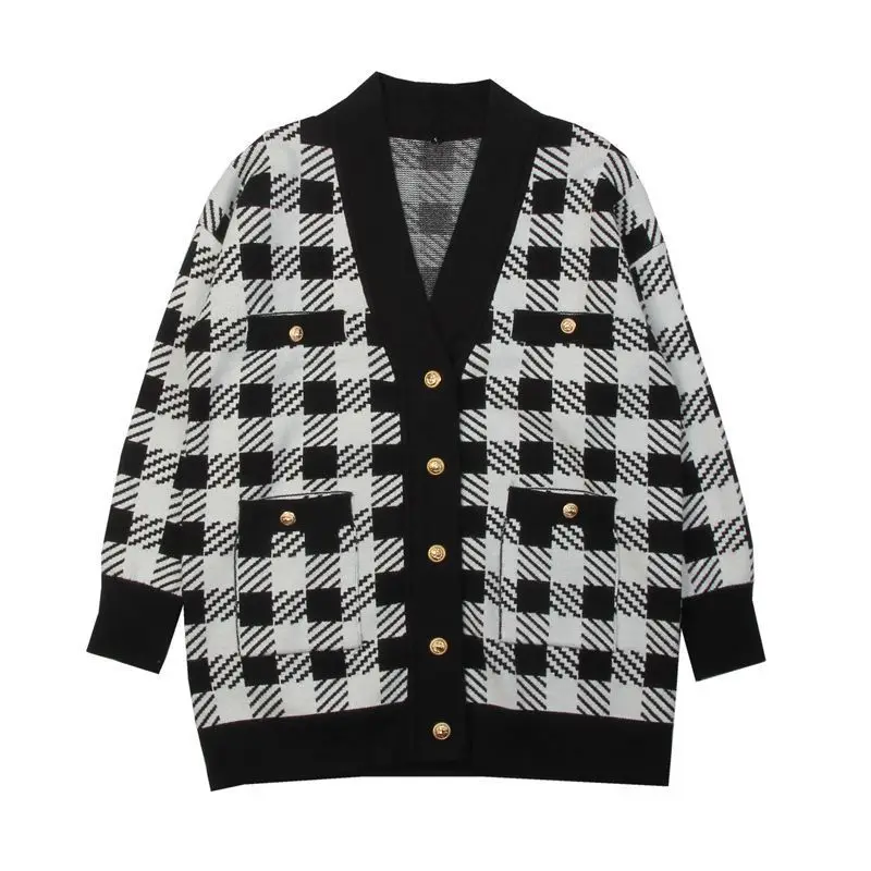 Светильник роскошный очаровательный черный и белый вязаный кардиган женский