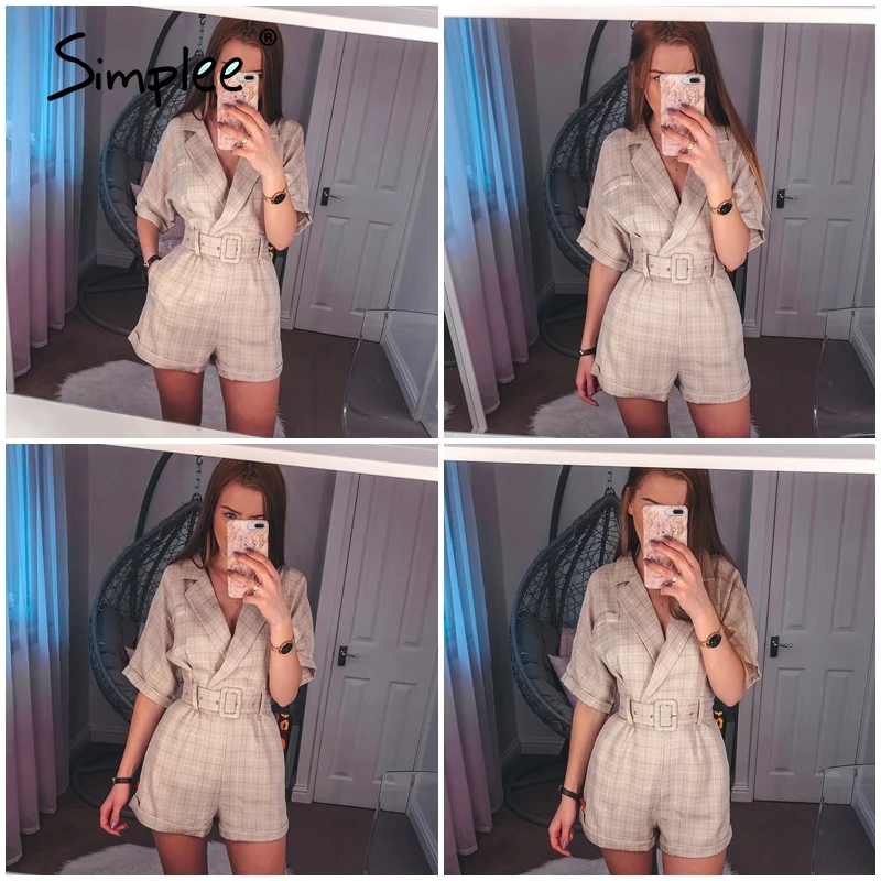 Simplee Женский Классический Клетчатый пояс повседневный костюм с v образным