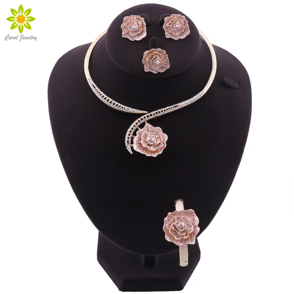 Женский комплект украшений в нигерийском стиле ожерелье форме цветка браслет