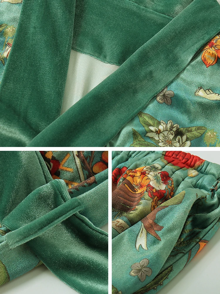 Бархатная Пижама для женщин комплект из 3 пижам с усовершенствованным принтом