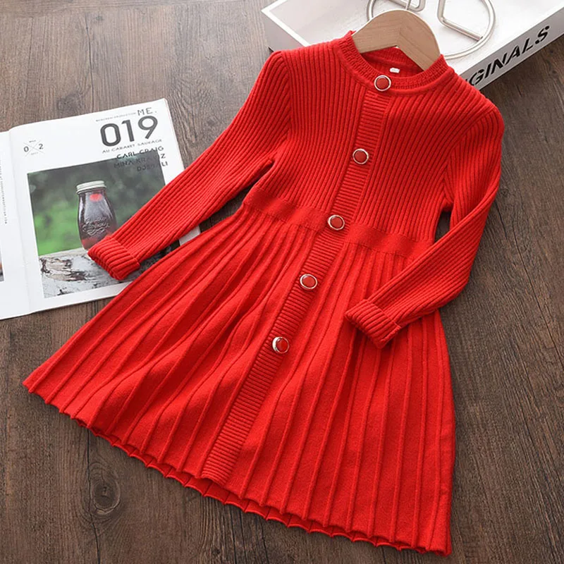 

Fashion Christmas Red Dress Baby Girls Winter Knitted Clothes New Year Girl Princess Sweater Vestidos Children's Casual Clothing
