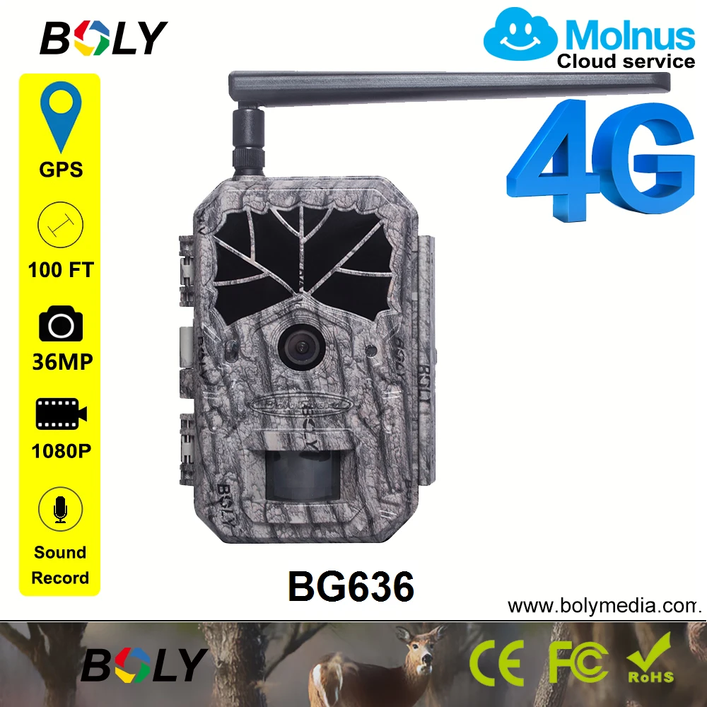 Беспроводная охотничья камера BG636 GPS 4G Lte объектив 110 градусов черная ИК запись