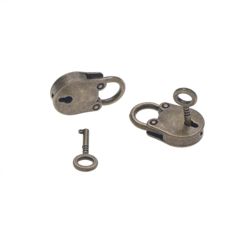 Mini Padlock Small Luggage Box Key Lock Copper Color Home Usage Hardware Decoration Metal Old Vintage Style