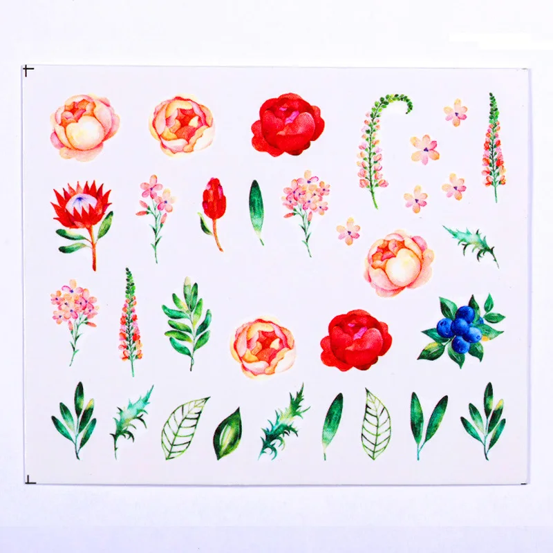 1 лист водная наклейка для ногтей цветной цветочный лист переводная наклейка для нейл-арта все для нейл-арта DIY Дизайн украшения