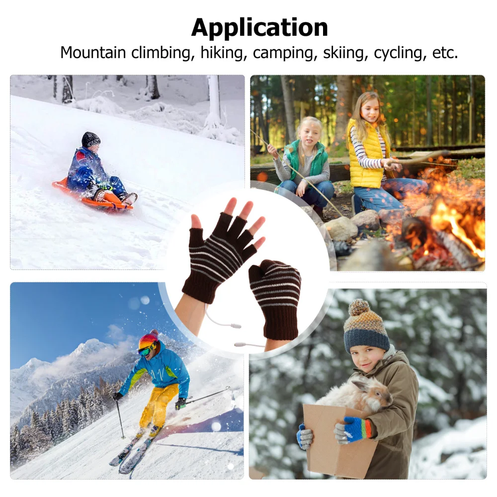 

1 Pair USB Heated Mitten Half or Full Finger Warm Knitting