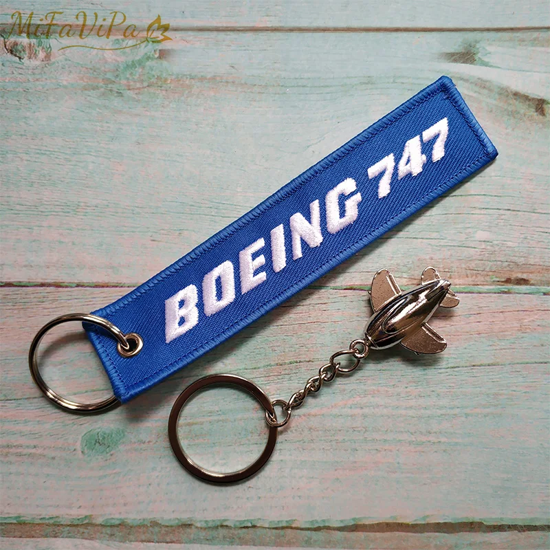 10 Sets Fashion Trinket Keyring Boeing 747 Keychain Phone Strap Embroidery Key Chain for Aviation Gift Metal Airplane Chains | Украшения и