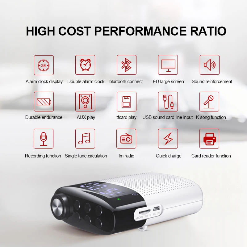SOAIY S528 портативный усилитель голоса Мини Bluetooth мегафон беспроводной/проводной