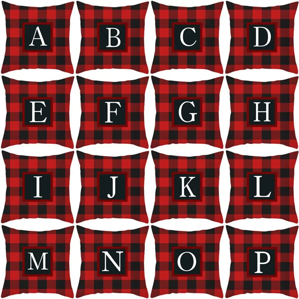 Чехол наволочка в клетку с изображением алфавита|Наволочка| |