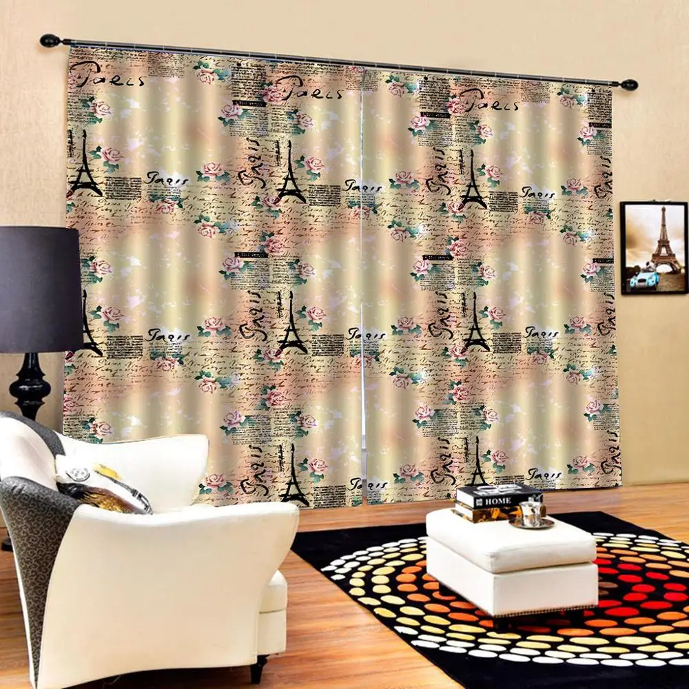 Романтические занавески с изображением башни 3D занавес окна роскошные гостиной