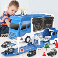 qwz new music simulation track inertia truck parking lot childrens toy catapult rail car helicopter large size for kids gift