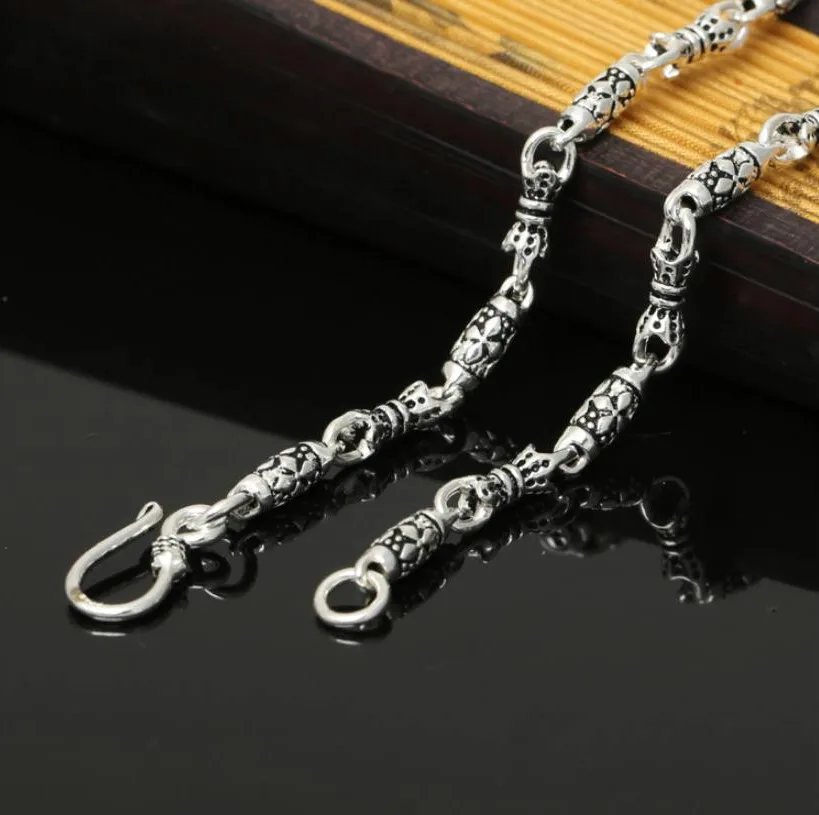 

925 Sterling Silver Men's Classic Retro Silver Cross Chain Necklace Vintage Fashion Jewelry Clothing Accessories 4mm Thick