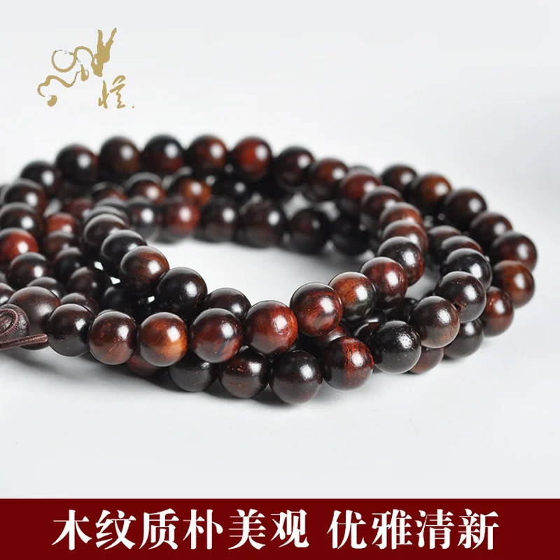 Тибетский буддизм 108 Черный Красный сандаловое дерево молитва шарик Мала