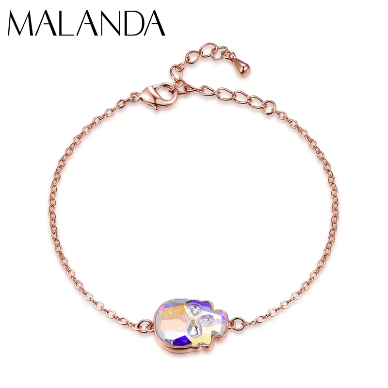 Malanda кристаллы от Swarovski браслеты с черепами браслеты для женщин новые модные браслеты из розового золота свадебные украшения подарок для девочек