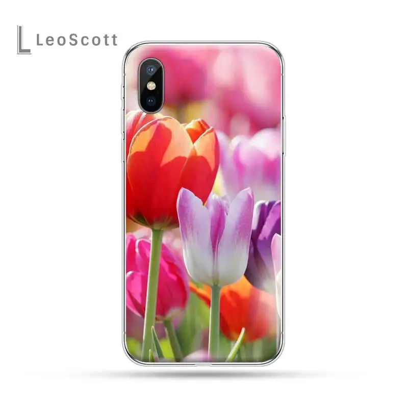 

Spring Colorful Tulips flower Spring field Phone Case For iphone 12 5 5s 5c se 6 6s 7 8 plus x xs xr 11 pro max