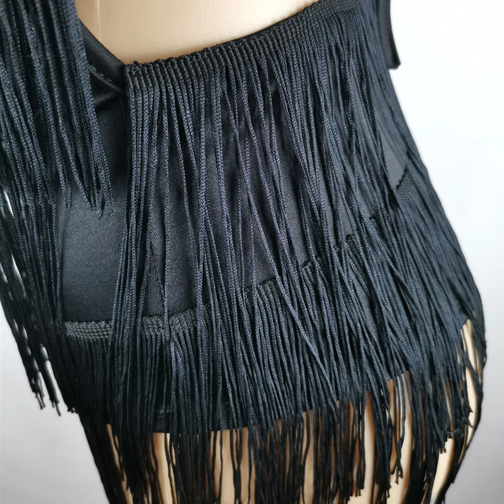 

Tassel Mini Party Dress Women Sexy Solid Sleevelees Halter Braces Dresses For Ladies Summer Backless Sexy Black Bodycon Dress