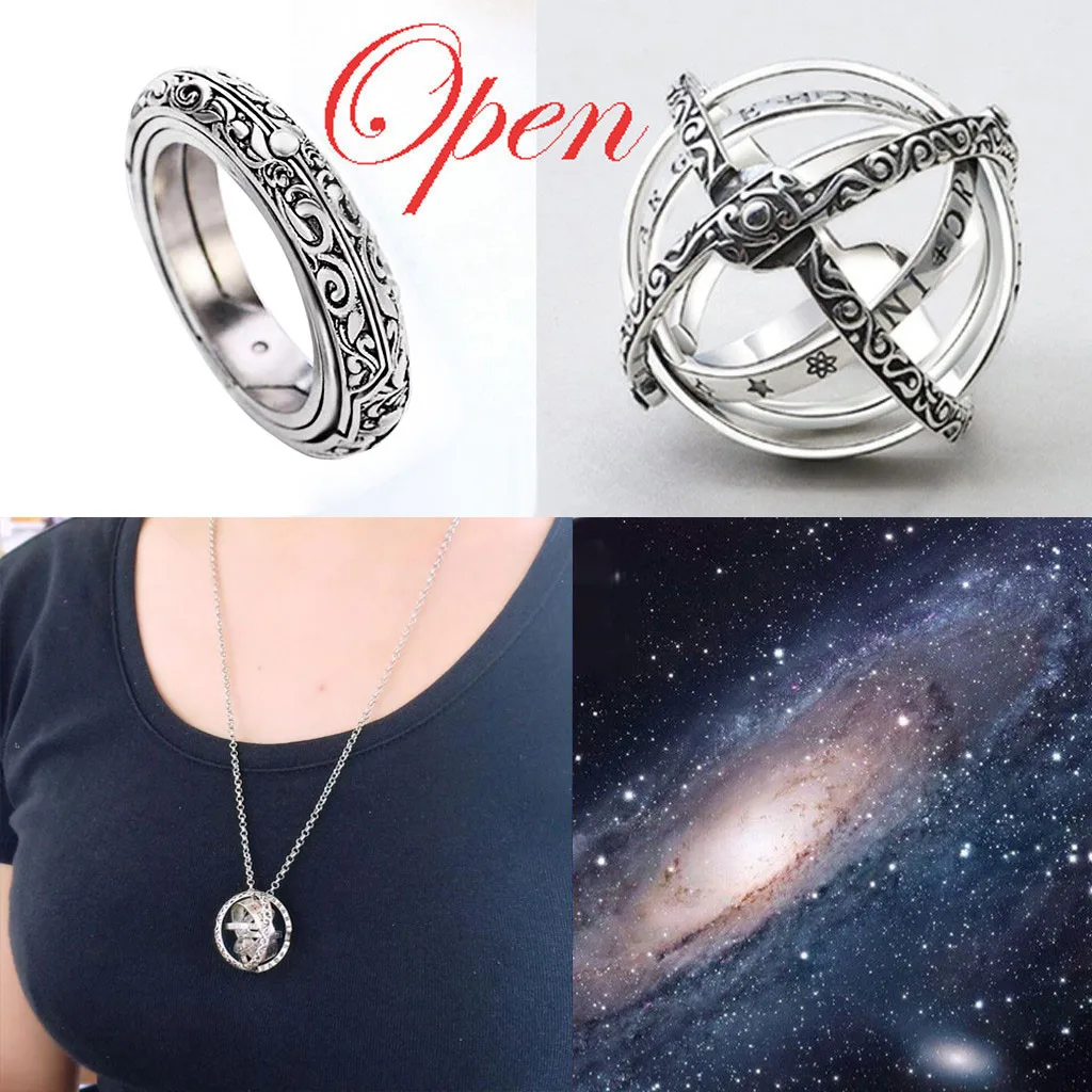 Кольца для женщин открывающиеся кольца кольцо с астрономическим глобусом