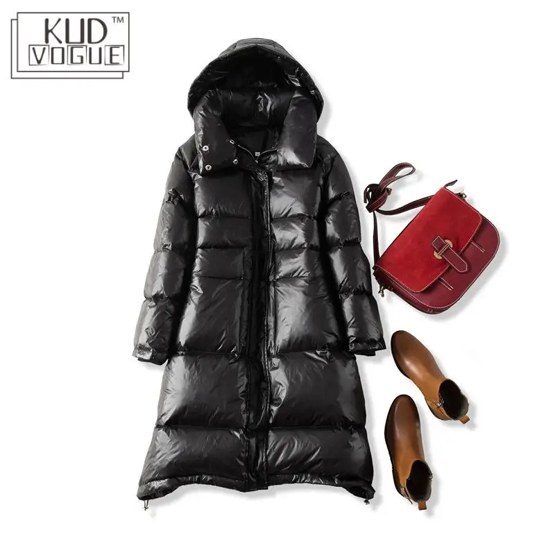 Зимняя куртка женское пуховое пальто женская толстая на белом утином пуху 66 70%