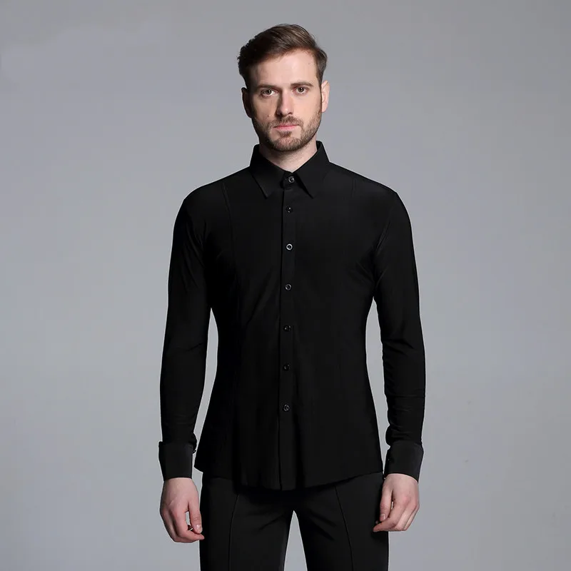 Мужская Современная Танцевальная рубашка для латинских танцев Танго бальный Топ