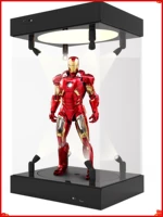 acrylic display case self install clear cube box with turntable led lights dustproof for action figure die cast model iron man