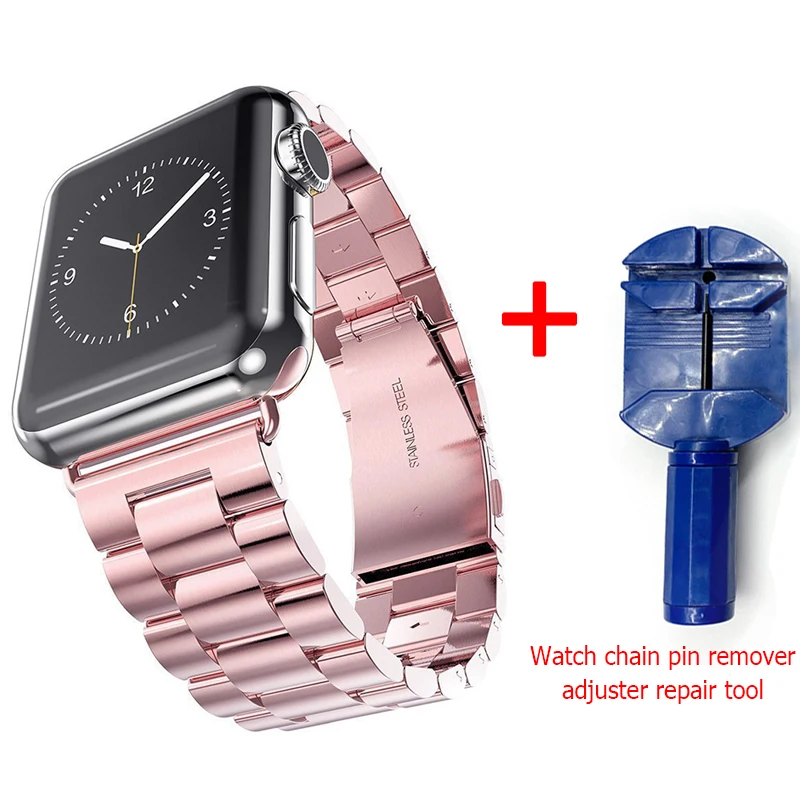 Rose Pink and tool ProBefit Нержавеющая сталь ремешок для наручных часов Apple Watch, 42 мм, 38 мм, версия 1/2/3/4(мы продаем только ремешок для часов браслет для наручных часов iWatch серии 4 5 44 мм 40 мм - Цвет ремешка: Rose Pink and tool