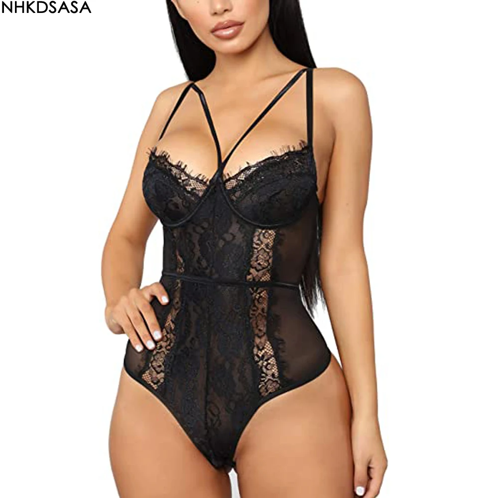 

Сексуальное Кружевное боди с ресницами, женское нижнее белье, эротическое боди с открытой спиной и лямкой на шее, сексуальное мягкое нижнее ...