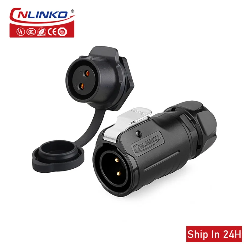 

Cnlinko LP20 IP67 Waterproof 2pin Aviation 20A Electrical Power Plug Socket Industry Cable Connector for Servo Motor Equipment