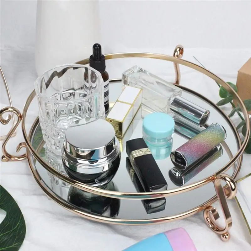 

1Pc Home Polishing Mirror Tray Decorative Cosmetics Storage Tray Makeup Tray