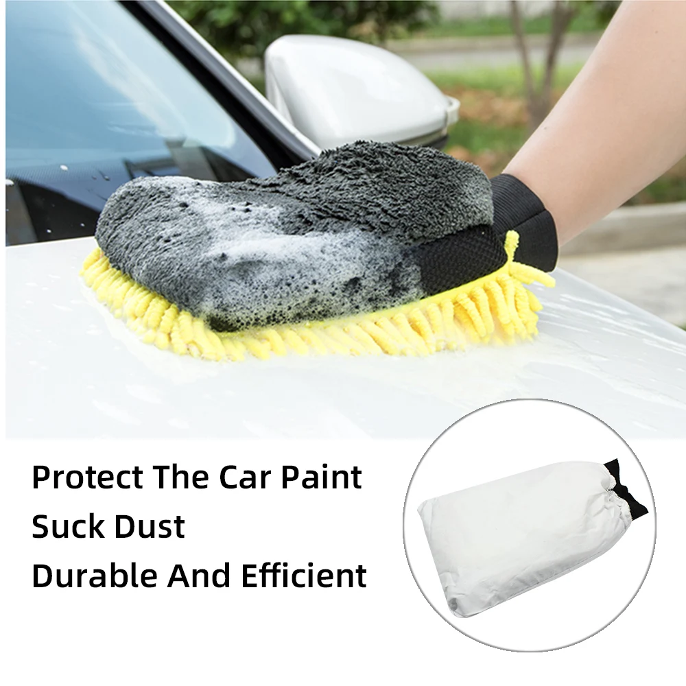

YUNPICAR Car Wash Mitt Double Sided Waterproof Scratch Free Wash Glove,2 Pack