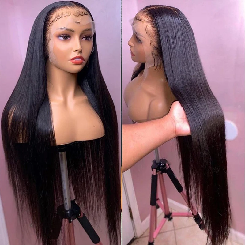 

180% Плотность 26 дюймов длинные прямые синтетические парики натуральный черный кружевной передний парик для женщин Babyhair Preplucked ежедневный Ко...