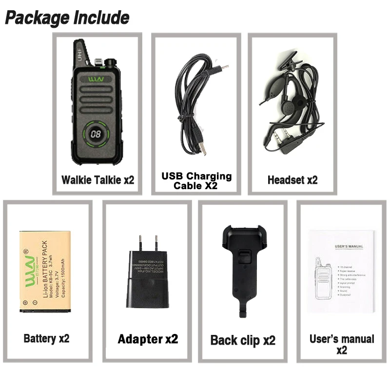 Комплект из 2 предметов новинка иди и болтай Walkie Talkie мини WLN KD C1 плюс “иди 5 Вт UHF 400