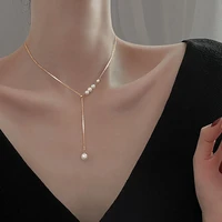 925 sterling silver pearl tassel adjustable necklace for women french simple light luxury clavicle chain gift