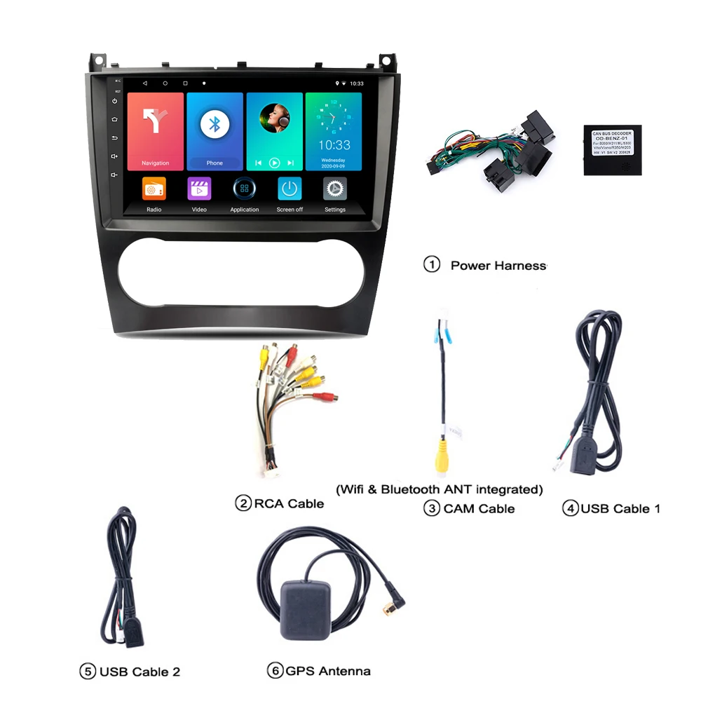 2 Din Автомобильный мультимедийный плеер Android GPS Авторадио для Mercedes Benz C Class W203 C200 C230